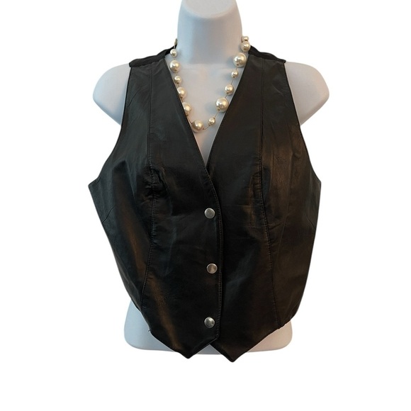 Wilson’s Leather Experts Women’s Black Vest Sz M – Vintage 90s Biker Grunge - Picture 3 of 9